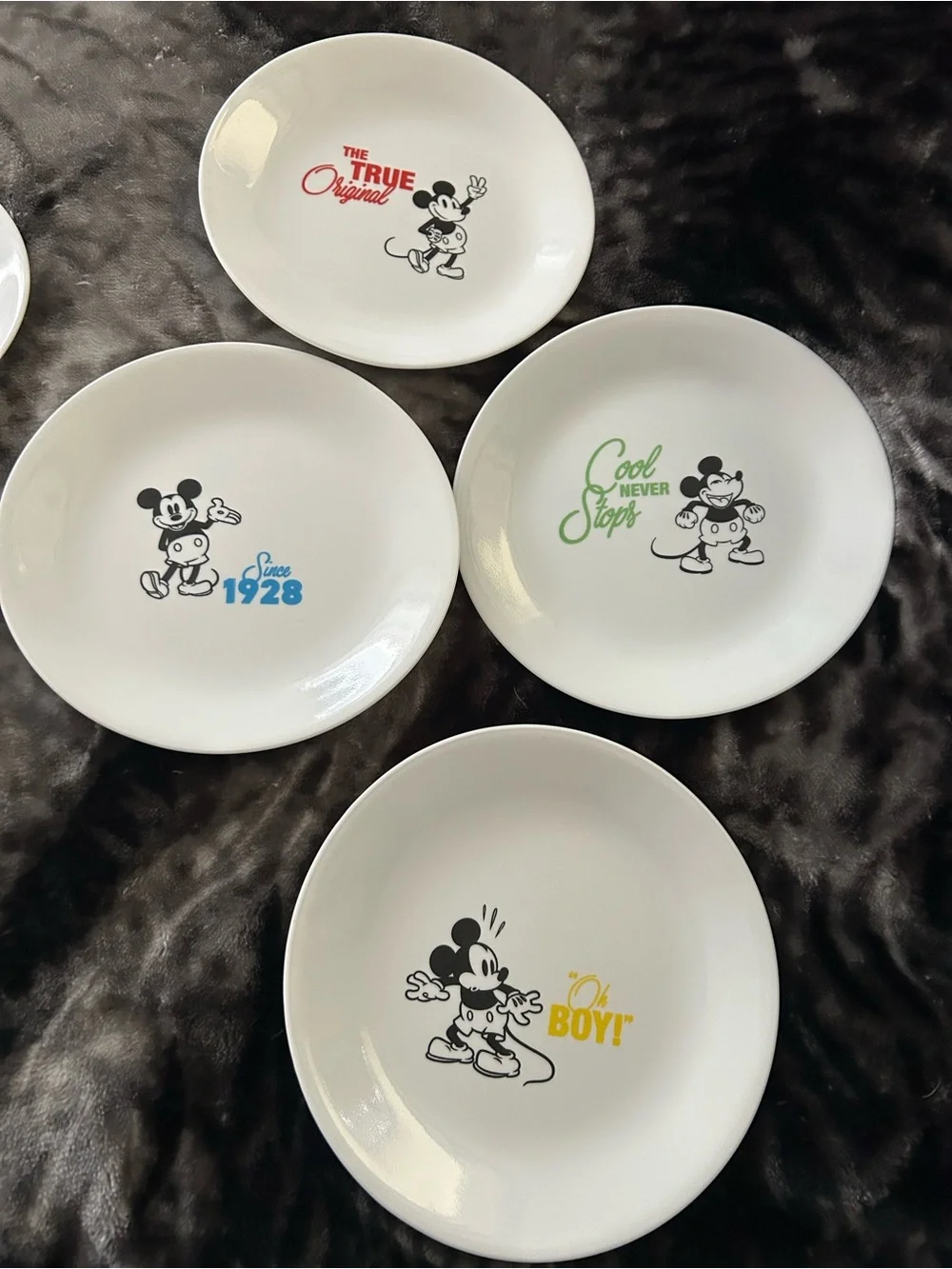 Disney Mickey Mouse Ceramic Plates - Assorted Colors 4 dinner and 6 appetizers